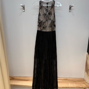JS Collections Black and Cream Lace Gown